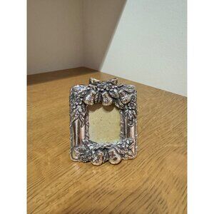 Small Vintage Silver-Tone Resin Picture Frame With Pear & Floral Design